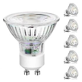6 stk dimbar led pære spot light 5w cob gu10 /gu5.3(mr16) led spotlight 220v for hjem lampada lampe glass skall