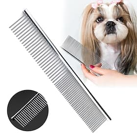 pettine per animali domestici in acciaio inossidabile animali domestici cane gatto toelettatura denti a doppia fila pettini spazzola per la rimozione della pel