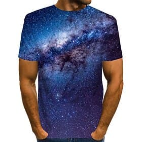 Men's Graphic 3D Starry Sky T Shirt Tee Funny T Shirts Short Sleeve T shirt 3D Print Round Neck Shirt Vintage Basic Causal Daily Yellow Red Blue Clothing Appar