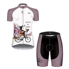 Women's Cycling Jersey with Shorts Short Sleeve Mountain Bike MTB Road Bike Cycling Summer Spring Autumn / Fall Blue Yellow Pink Butterfly Patterned Floral Bot