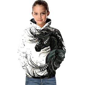 Girls' 3D Animal Geometric Hoodie  Sweatshirt Long Sleeve 3D Print Active Fashion Basic Kids 2-13 Years Sports Outdoor