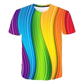Men's Unisex Graphic Rainbow 3D Shirt T Shirt Tee Short Sleeve T shirt Crew Neck Shirt Chic  Modern Party Casual Daily Purple Green Rainbow Clothing Apparel Pl