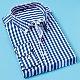 Men's Dress Shirt Button Down Shirt Striped Shirt Collared Shirt Striped Daily Work Blue Black White Navy Blue Long Sleeve Collar Clothing Apparel