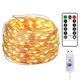 20M 200LED Copper Wire String Lights Outdoor Fairy Lights USB Plug-in Lights With 8 Modes Lights Waterproof Remote Control Timer  Wedding Birthday Family Party