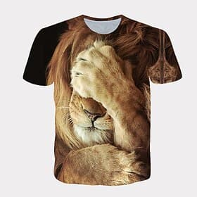 Men's Graphic Animal Lion Paw Shirt T Shirt Tee Short Sleeve T shirt 3D Print Round Neck Shirt Streetwear Exaggerated Cool Daily Holiday White Yellow Orange Cl