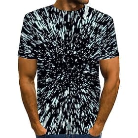 Men's Graphic Optical Illusion Shirt T Shirt Short Sleeve T shirt 3D Print Round Neck Shirt Exaggerated Basic Daily Black Clothing Apparel Plus Size Normal S M