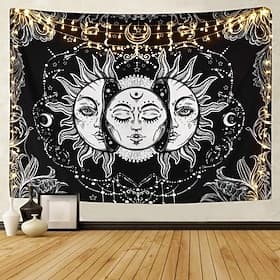 Japanese Painting Style Kanagawa Wave Wall Tapestry Art Decor Blanket Curtain Hanging Home Bedroom Living Room Decoration Ukiyo-e Sea Tarot Black White
