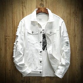 Homme Veste Légère Veste d'Été Veste de transition Manteau de sport Occasionnel Quotidien Coupe-vent Déchiré Mode Automne Couleur Unie Chic Moderne Régulier D