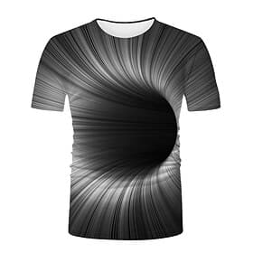 Men's Unisex Graphic Optical Illusion Shirt T Shirt Tee Short Sleeve T shirt 3D Print Round Neck Shirt Fashion Cool Basic Casual Daily Weekend Black-White Yell