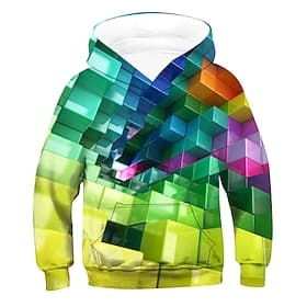 Boys 3D Geometric Optical Illusion Hoodie Long Sleeve 3D Print Spring Fall Winter Active Basic Kids 2-12 Years School Outdoor Daily