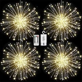Firework Lights 150 LED Starburst Lights Copper Wire Lights 8 Modes Battery Operated Fairy Lights with Remote Warm White Hanging  Lights for Party Patio Bedroo