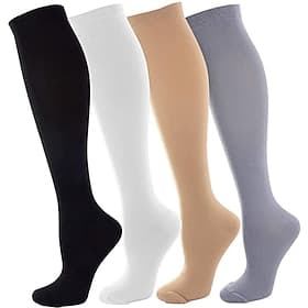 4 Pairs Copper Compression Socks for Women Men Circulation 15-20 mmHg - Best Support for Nurses, Running