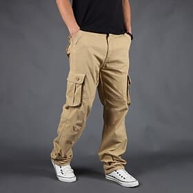 Men's Cargo Pants Cargo Trousers Trousers Tactical Work Pants Straight Leg Flap Pocket Plain Comfort Breathable Full Length Outdoor Work Basic Tactical Black A