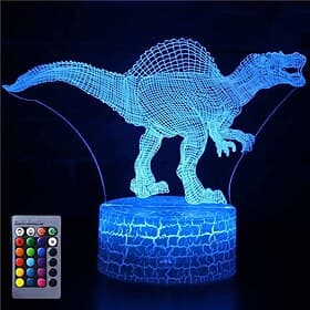 3D Dinosaur Night Light Illusion Lamp 16 Color Change Decor Lamp with Remote Control for Living Bed Room Bar Best Gift Toys for Boys Girls