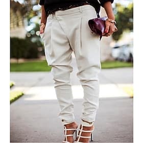 Women's Cargo Pants Joggers Pants Trousers Harem Pants Simple Basic Full Length Mid Waist Solid Colored Pocket Classic Asymmetric Inelastic Work Office / Caree