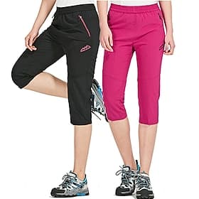 Women's Hiking Pants Trousers Summer Spring Outdoor Quick Dry Zipper Pocket Multi Pockets Lightweight Capri Pants Bottoms Elastic Waist Black-female Rose Red C
