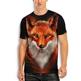 Men's Unisex Animal Fox Graphic Prints 3D Cartoon Shirt T Shirt Tee Short Sleeve T shirt 3D Print Round Neck Shirt Fashion Casual Daily Holiday Black Blue Brow
