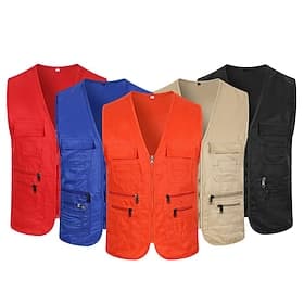 Men's Fishing Vest Military Tactical Vest Hiking Vest Sleeveless V Neck Vest / Gilet Jacket Top Outdoor Quick Dry Multi Pockets Lightweight Soft Spring Autumn