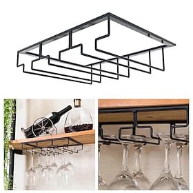 2pcs Wine Glasses Holder Bartender Stemware Hanging Rack Under Cabinet Stemware Organizer Glass Goblet Iron Rack Bar Tool