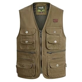 Men's Hunting Gilet Outdoor Wearable Breathable Comfortable Spring Summer Solid Colored Cotton Army Yellow khaki off-white