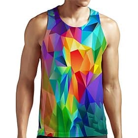 Men's Unisex Graphic Prints Geometry Shirt Tank Top Undershirt Sleeveless T Shirt for Men Sleeveless T shirt 3D Print Round Neck Shirt Designer Basic Big and T