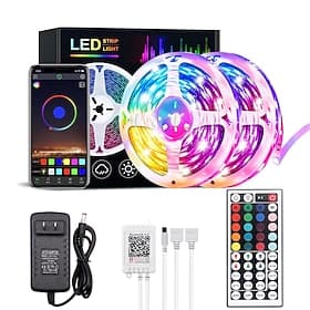 10M 30M RGB LED Strip Lights Bluetooth Smart Phone Controlled 20M 40M LED Light Strip 5050 LED Lights Sync to Music and 44 Keys Remote Controller for Bedroom H