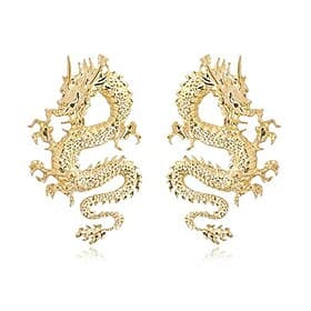 vintage chinese style dragon stud earrings trendy punk animal totem earrings 2020 unique chic metal dragon statement earrings dainty gold plated earring for wo