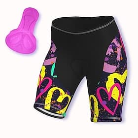 Femmes Cœur Shorts de cyclisme Vélo Shorts Pantalons VTT Vélo tout terrain Cyclisme sur route Des sports Coussin 3D Séchage Rapide Doux Bandes réfléchissantes