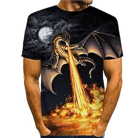 Herren Drache Grafikdrucke Hemd T Shirt T-Shirt Kurzarm T-Shirt 3D-Druck Rundhals Hemd Designer Lässig Große Größen Täglich Ferien Schwarz Sommer Bekleidung S