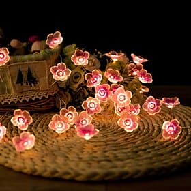 LED String Licht 2/3/4M LED Perzik Bloesem Sprookjes String Lichten Batterij Aangedreven 20/30/40LEDs  Buiten Bloemvorm Tuin Bruiloft Decoratieve String Lamp