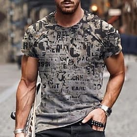 Men's Graphic T Shirt Tee Distressed T Shirt Short Sleeve T shirt 3D Print Crew Neck Shirt Vintage Designer Basic Casual Daily Weekend A B C Summer Clothing Ap