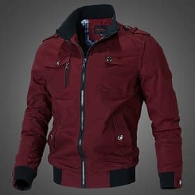 Men's Bomber Jacket Lightweight Jacket Summer Jacket Work Jacket Sports Climbing Windproof Warm Patchwork Fall Solid Color Stand Collar Cotton Black Army Green