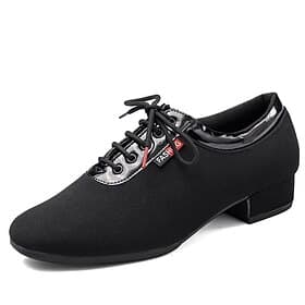 Men's Black Oxford Dance Shoes – Breathable Canvas Lace-Up Ballroom  Latin Performance Footwear