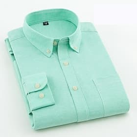 Men's Dress Shirt Button Down Shirt Oxford Shirt Collared Shirt Plain Casual Daily Black Navy Blue Green Light Blue Long Sleeve Turndown All Seasons Clothing A