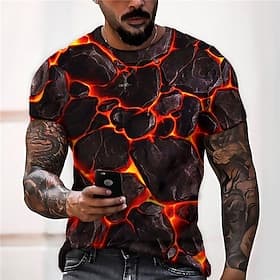 Men's Unisex Graphic Prints Crack Shirt T Shirt Tee Short Sleeve T shirt 3D Print Crew Neck Shirt Designer Casual Big and Tall Daily Holiday Black Yellow Purpl
