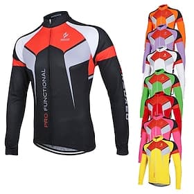 Herren Radtrikot Patchwork Langarm Fahhrad Jacke Trikot Oberteil mit 3 Gesäßtaschen Mountainbike MTB Straßenradsport Schnelltrocknend Anatomisches Design Front