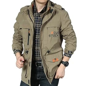 Men's Outdoor Jacket Tactical Jacket Windcheater Jacket Sports  Outdoor Daily Thermal Warm Windbreaker Sporty Fall Winter Solid Color Sporty Turndown Regular R