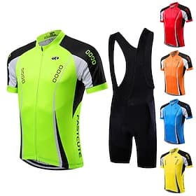 Homme Maillot et Cuissard Avec Bretelles Velo Cyclisme Manche Courte VTT Vélo tout terrain Cyclisme sur route Été Printemps Automne Jaune Vert clair Rouge À Mo