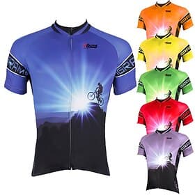 Herren Radtrikot Gemustert Lustig Kurzarm Fahhrad Trikot Oberteil mit 3 Gesäßtaschen Mountainbike MTB Straßenradsport Schnelltrocknend Reflektierende Streifen