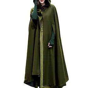 Women's Coat Cloak / Capes Carnival Party Halloween Fall Winter Long Coat Loose Fit Windproof Stylish Vintage Style Chic  Modern Jacket Sleeveless Solid Color