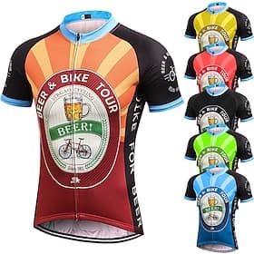21Grams Herren Kurzarm Fahrradtrikot Sommer Schwarz / Orange Schwarz Grün Retro Neuheit Lustig Fahhrad Trikot / Radtrikot Oberteile Bergradfahren Straßenradfa