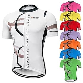 Herren Radtrikot Kreis Gemustert Lustig Kurzarm Fahhrad Trikot Oberteil mit 3 Gesäßtaschen Mountainbike MTB Straßenradsport Schnelltrocknend UV-beständig Front