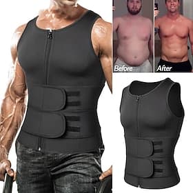 mannen neopreen sauna rits taille trainer vest tank top trimmer body shaper met twee riem sauna pak zweet vest afslanken ondergoed gewichtsverlies shirt vetver