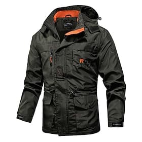 Men's Winter Jacket Winter Coat Jacket Outdoor Street Breathable Pocket Full Zip Fall Plain Sporty Casual Hoodie Regular Regular Fit Navy Blue Green Khaki Jack