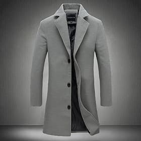Men's Winter Coat Wool Coat Overcoat Trench Coat Short Coat Street Business Winter Fall Polyester Thermal Warm Breathable Outerwear Clothing Apparel Casual Sol