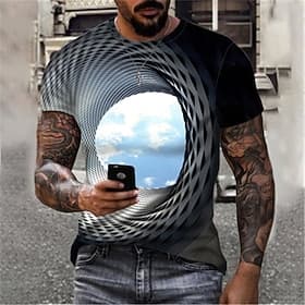 Herren Optische Täuschung Wolken T Shirt Kurzarm T-Shirt 3D-Druck Rundhals Hemd Sport Mode Designer Lässig Täglich Outdoor Blau Schwarz Gelb Sommer Bekleidung