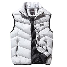 Men's Puffer Vest Gilet Quilted Vest Cardigan Outdoor Street Daily Going out Streetwear Sporty Fall Winter Pocket Full Zip Polyester Warm Breathable Solid Colo