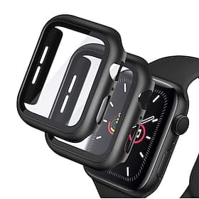 [2 pack] Case for Apple Watch Series 6/SE/5/4 /3/2/1 44mm 42mm 40mm 38mm Tempered Glass Screen Protector, Hard PC Ultra-thin Bumper HD Clear Film Full Coverage