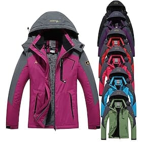 Women's Ski Jacket Waterproof Hiking Jacket Hiking Fleece Jacket Fleece Winter Outdoor Thermal Warm Fleece Lining Waterproof Windproof Outerwear Hoodie Trench