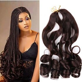 Loose Wavy Braiding Hair 6 Pack French Curles Crochet braid hair 75g/pack Synthetic Hair Extensions Pre Stretched Bouncy Braiding Hair For Black Women 22inch 6